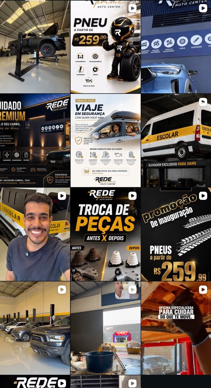 Publicações da Rede Prime Auto Center no Instagram